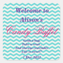 aqua chevron Candy Buffet  Sticker