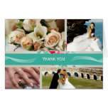 Aqua Custom 4 Photo Wedding Thank You Cards