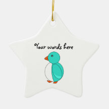 Aqua cute penguin christmas tree ornament