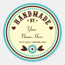 Aqua Flower Handmade By Personalised Stickers