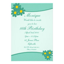 Aqua flower Party Invitation