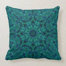 "Aqua Geo Star" Mandala Pillow