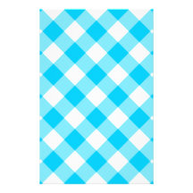 Aqua Gingham Pattern Stationery Paper
