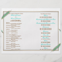 Aqua gold wedding program wheat flyer design