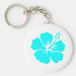 Aqua hibiscus flower design keychains