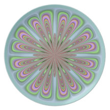 Aqua Lime and Pink Flower Plate