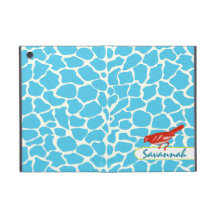 Aqua Modern Giraffe Pattern Monogram iPad Case
