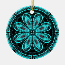 Aqua Neon Flower Ornament
