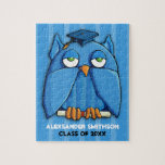 Aqua Owl Grad aqua Jigsaw Puzzle