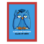 Aqua Owl Grad aqua red Graduation Invite Postcard