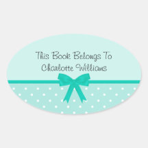 Aqua Polka Dot Book Label Stickers