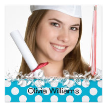 Aqua Polka Dot border Custom Invitation