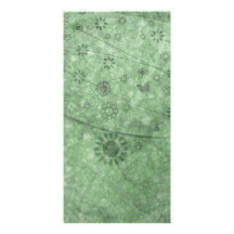 Aqua Retro Flowers and Butterflies Abstract Photo Card