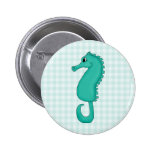 Aqua Seahorse Button