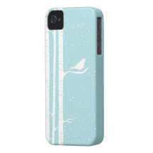 Aqua Snowy Birch Trees iPhone 4 Case-Mate Cases