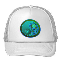 Aqua Swirls Yin Yang Trucker Hats