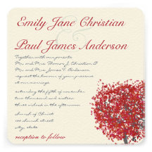 Aqua Tree Brown Trunk Wedding Invites