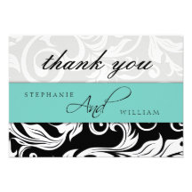 Aqua Wedding Thank You Card Personalised Invite