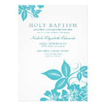 Aquamarine Floral Holy Baptism Invitation