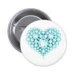 Aquamarine Heart Gems Pinback Button