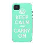 Aquamarine Keep Calm and Carry On Case-Mate Case iPhone 4/4S Cover