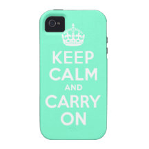 Aquamarine Keep Calm and Carry On Case-Mate Case iPhone 4/4S Cover