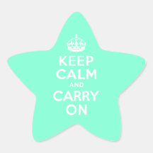 Aquamarine Keep Calm and Carry On Sticker