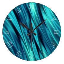 Aquamarine silky waves clocks