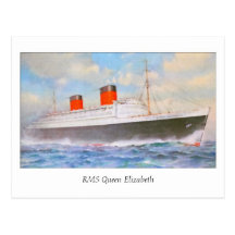 Aquarelle RMS Queen Elizabeth Post Card