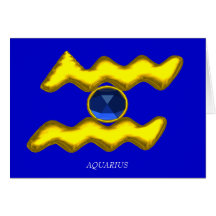 AQUARIUS Blue Sapphire & Gold Zodiac Birthday Card