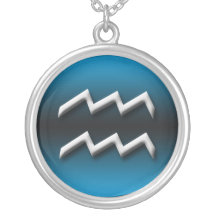 Aquarius Zodiac Dark Gradient Blue ~ Necklace