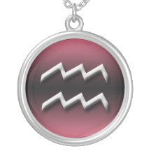 Aquarius Zodiac Dark Gradient Pink ~ Necklace