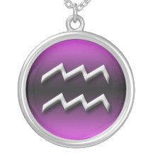 Aquarius Zodiac Dark Gradient Purple ~ Necklace
