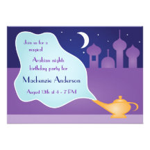 Arabian Nights Magic Lamp Birthday Party Custom Invite