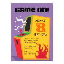 Arcade Video Game Birthday Party Invitations