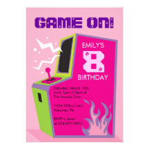 Arcade Video Game Birthday Party Invitations