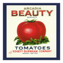 Arcadia Beauty Tomatoes, Vintage Fruit Crate Label Invitations