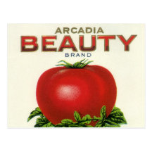 Arcadia Beauty Tomatoes, Vintage Fruit Crate Label Post Cards