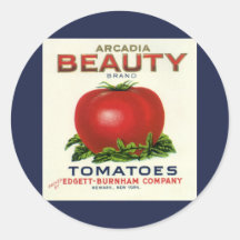 Arcadia Beauty Tomatoes, Vintage Fruit Crate Label Round Stickers