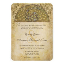 Arch Art Nouveau Peacock Birds Wedding Invitation