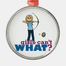 Archery Girl in Blue - Blonde Christmas Tree Ornaments