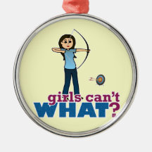 Archery Girl in Blue - Light Christmas Ornament