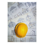 Architect's cap and plans personalized invite