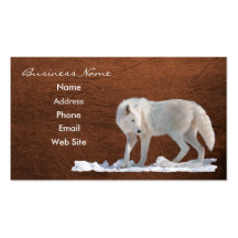 Arctic Wolf Wildlife Leather-effect Business Card