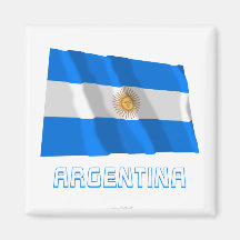 Argentina Waving Flag with Name Fridge Magnet