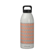 argyle26-small ARGYLE LIGHT ORANGE PEACH PATTERNS Water Bottles