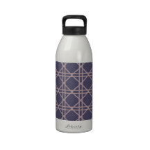 argyle28-purple PURPLE ARGYLE CIRCLES SQUARES PINK Water Bottle