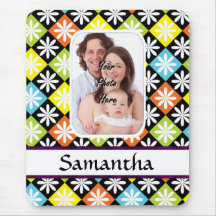 Argyle daisy pattern mousepads