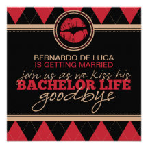 Argyle Kiss Debonaire Bachelor Party Invitation