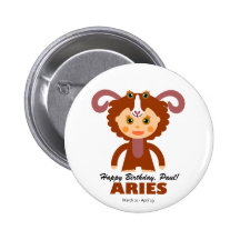Aries Zodiac for Kids Button